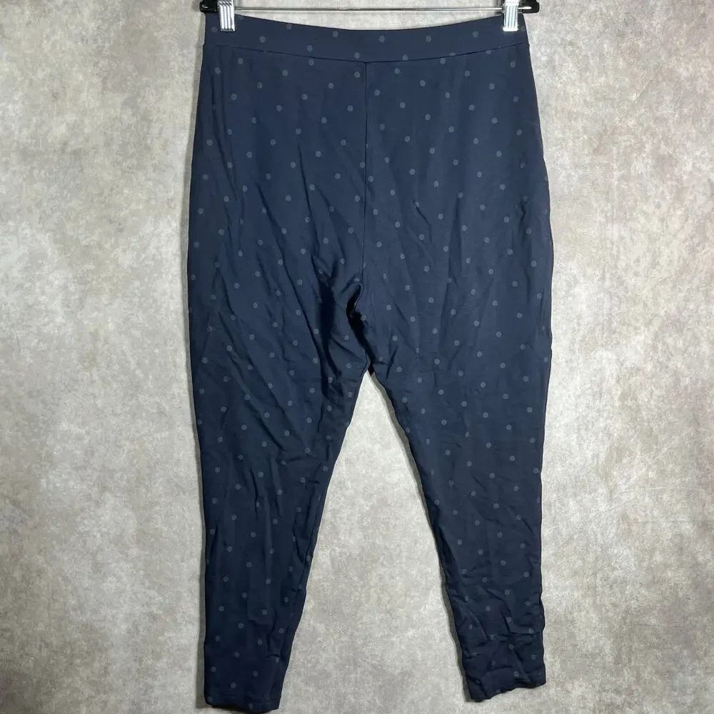 Nordstrom Pants Womens Size XL‎ Blue Polka Dots Skinny Pull On High Rise Knit